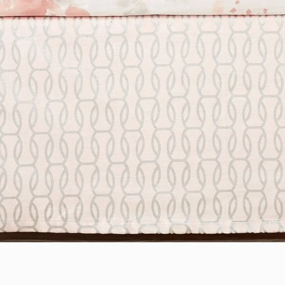 Pottery Barn Baby Amelia Pink and Silver Velvet Crib Skirt NWT